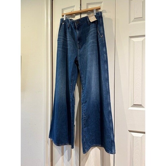 NWT Madewell Wide Sweep Denim Trouser Jeans Super Wide Leg Poplaski Wash 33 - Picture 5 of 12